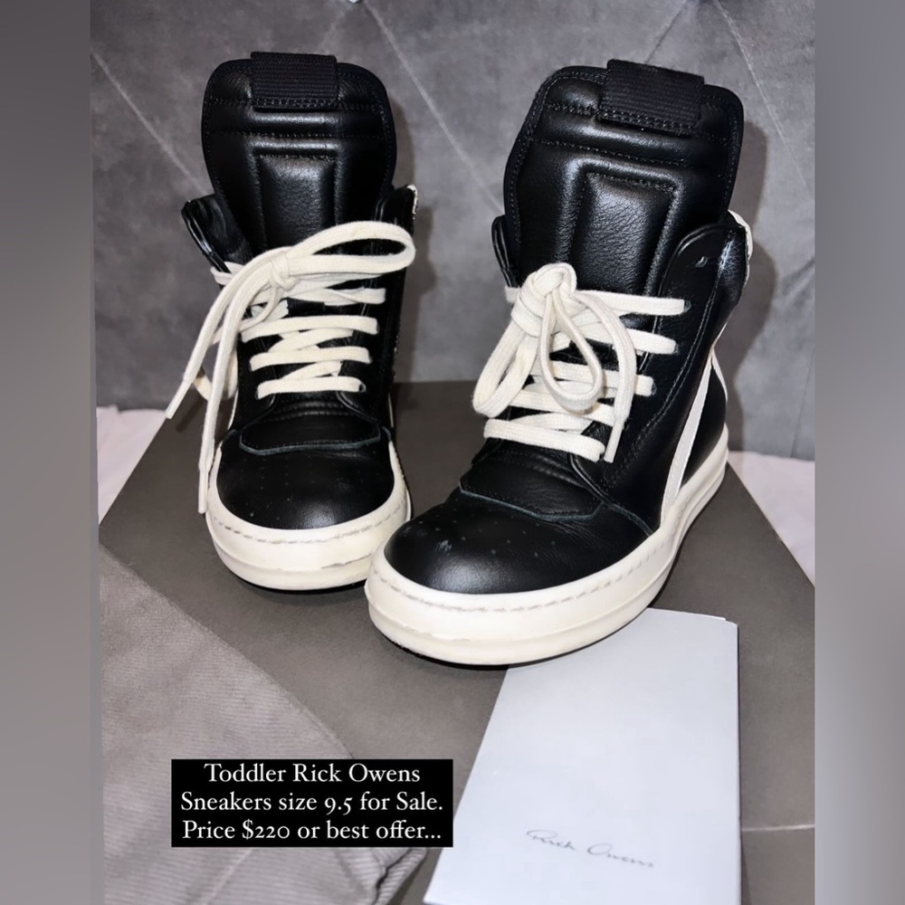 Rick Owens Black and White Kids Sneakers